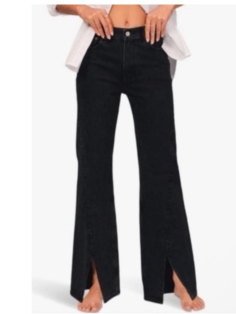 Abercrombie & Fitch 90’s Relaxed Jean High Rise Front Slits Long Hem Size 30.